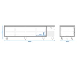 Kühlunterbau Premium - 2400mm - 310 Liter - 8 Schubladen