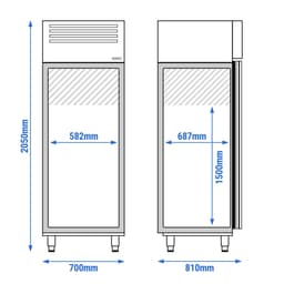 Durchreiche-Tiefkühlschrank Edelstahl PREMIUM - GN 2/1 - 700 Liter - mit 1 Tür vorne & hinten