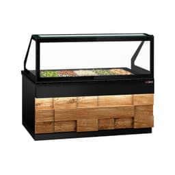 Saladette TORONTO - 2000mm - Holzfront - 3 Türen - für 5x GN 1/1 - schwarze Granit-Arbeitsplatte