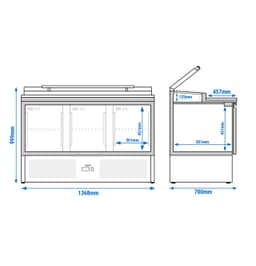 Zubereitungstisch Mini ECO - 1368mm - 3 Türen - für 8x GN 1/6