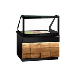 Saladette TORONTO - 1250mm - Holzfront - 2 Türen - für 3x GN 1/1 - schwarze Granit-Arbeitsplatte