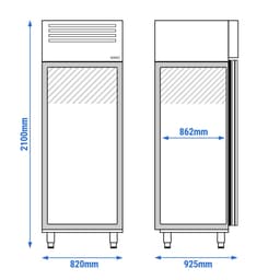 Bäckerei-Tiefkühlschrank Edelstahl PREMIUM - EN 60x40 - mit 1 Tür