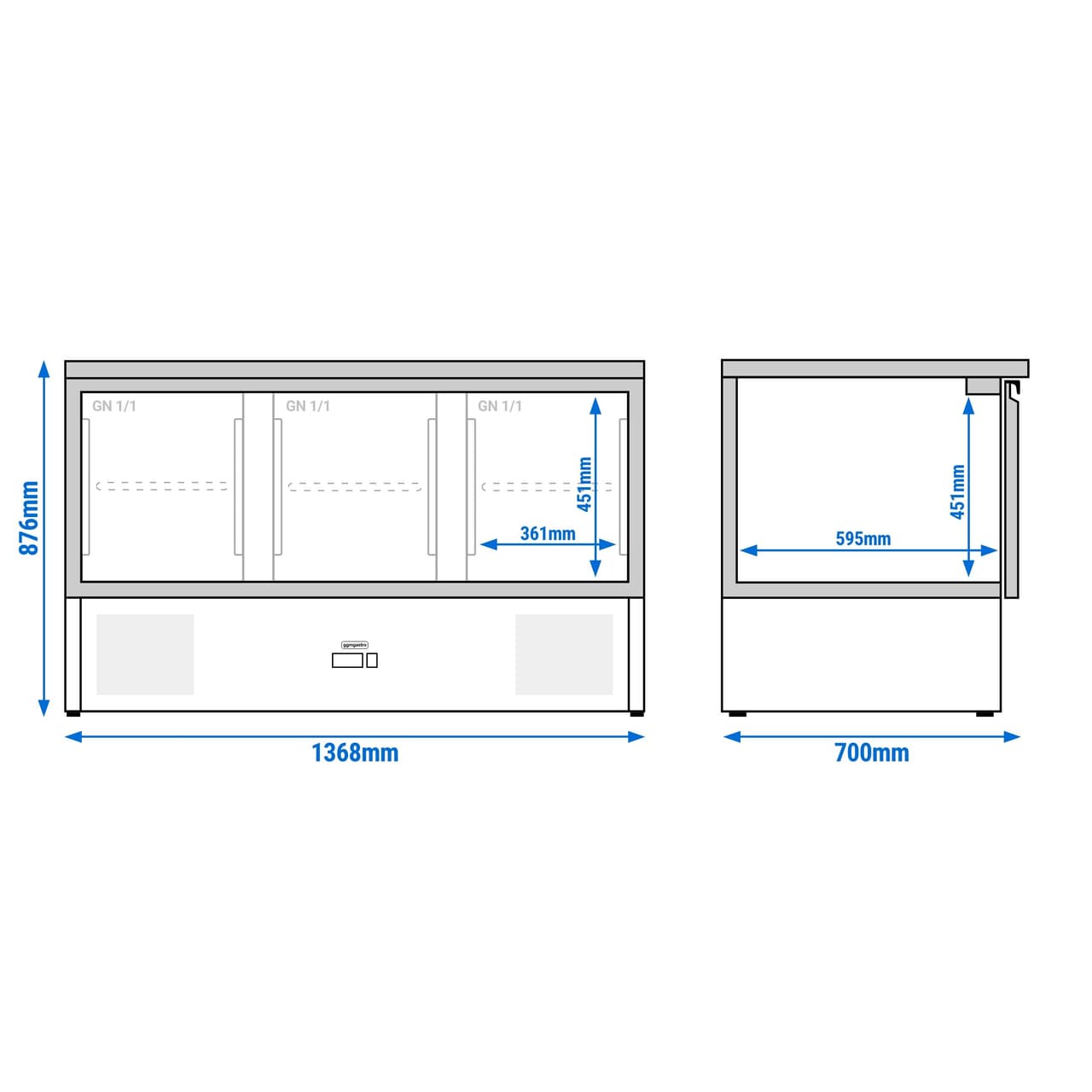 Kühltisch PREMIUM - 1370x700mm - 3 Türen