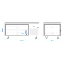Kühlunterbau Premium - 1400mm - 135 Liter - 4 Schubladen