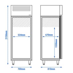 Schokoladenkühlschrank Edelstahl PREMIUM - GN 2/1 - 700 Liter - mit 1 Tür