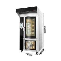 Rotierender Gas-Bäckerei-Heißluftofen - Touch - 10x EN 60x40 -  inkl. Haube & Gärschrank