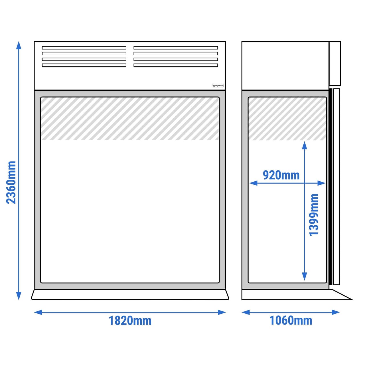 Einfahrkühlschrank Edelstahl Premium PLUS - GN 2/1 - 2700 Liter - mit 2 Türen