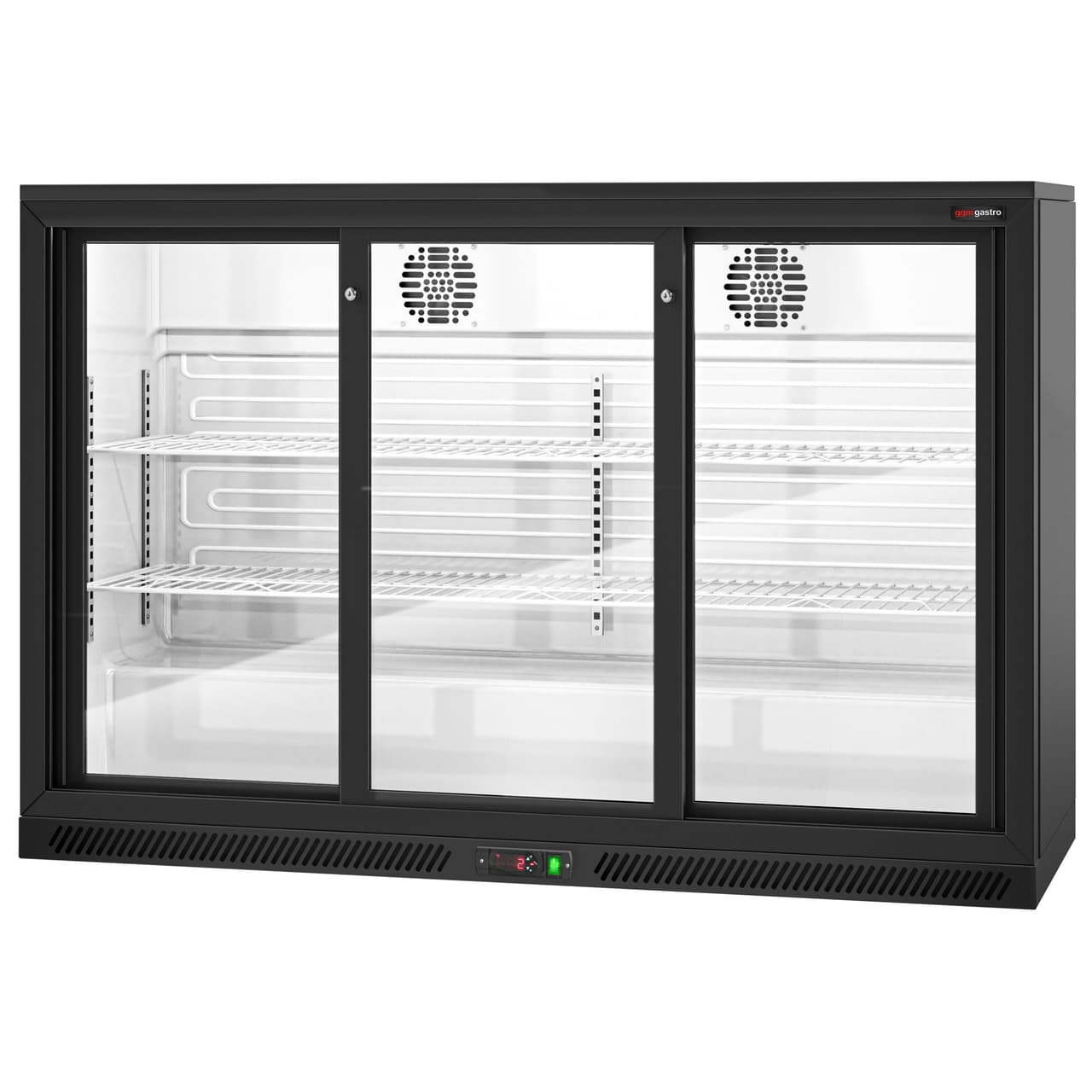 Barkühlschrank - 1330mm - 320 Liter - mit 3 Glasschiebetüren - Schwarz