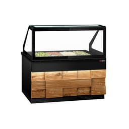 Saladette TORONTO - 1500mm - Holzfront - 2 Türen - für 4x GN 1/1 - schwarze Granit-Arbeitsplatte