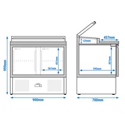 Zubereitungstisch Mini ECO - 900mm - 2 Türen - für 5x GN 1/6