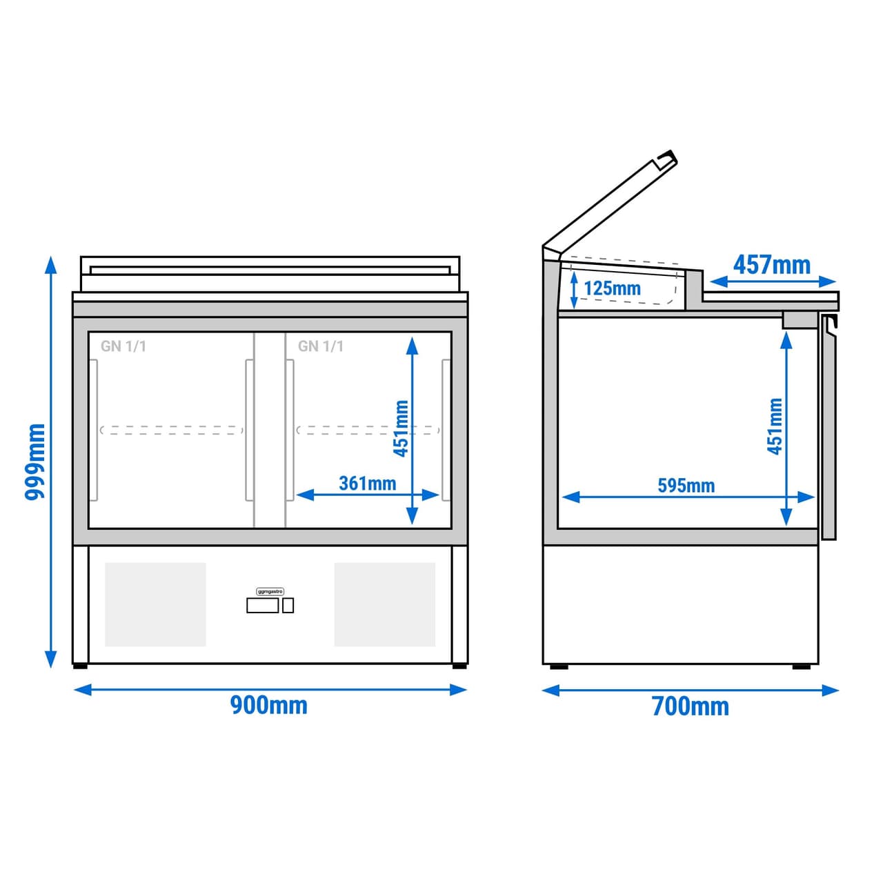 Zubereitungstisch Mini ECO - 900mm - 2 Türen - für 5x GN 1/6