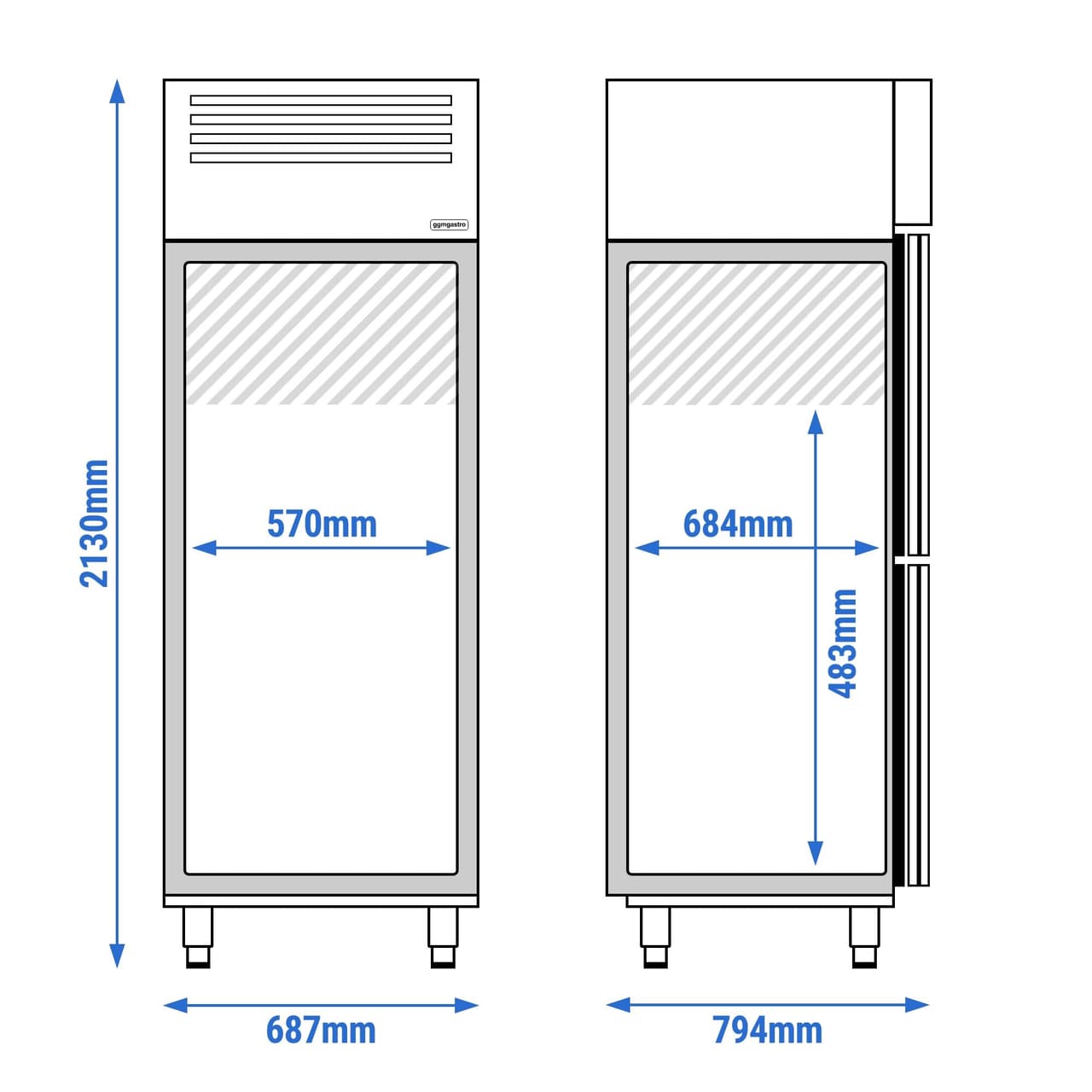 Kühl- & Tiefkühlkombination Edelstahl Premium PLUS - GN 2/1 - 520 Liter - mit 2 Halbtüren