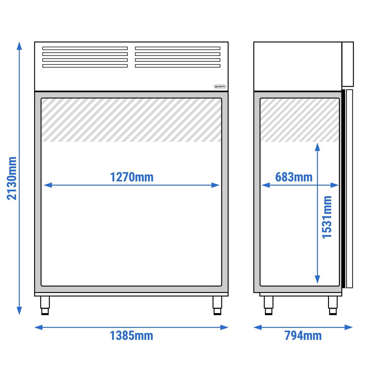 Fischkühlschrank Edelstahl Premium PLUS - EN 60x40- 1240 Liter - mit 2 Türen