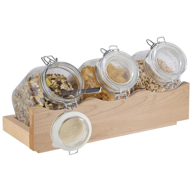 Buffetständer - GOOD MORNING - 4-teiliges Set - Holzständer inkl. 3 Gläser