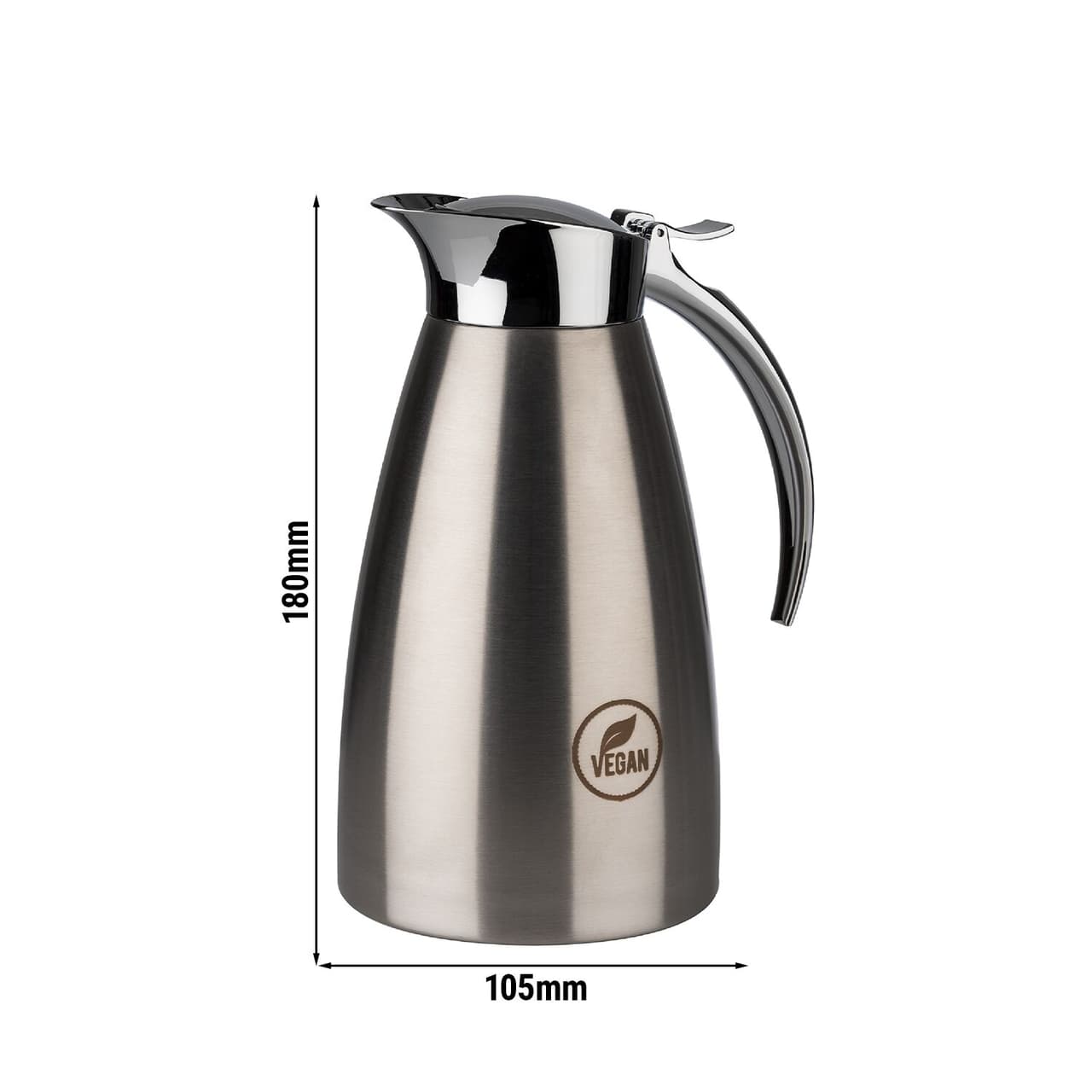 Isolierkanne - ADVANCED - Edelstahl - 0,6 Liter - Einhandautomatik - Gravur "Vegan"