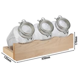 Buffetständer - GOOD MORNING - 4-teiliges Set - Holzständer inkl. 3 Gläser