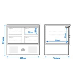 Kühltisch PREMIUM - 900x700mm - 4 Schubladen