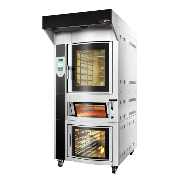 Rotierender Elektro Bäckerei-Heißluftofen - 6x EN 60x40 - Touch - inkl. Pizzaofen, Haube & Gärschrank