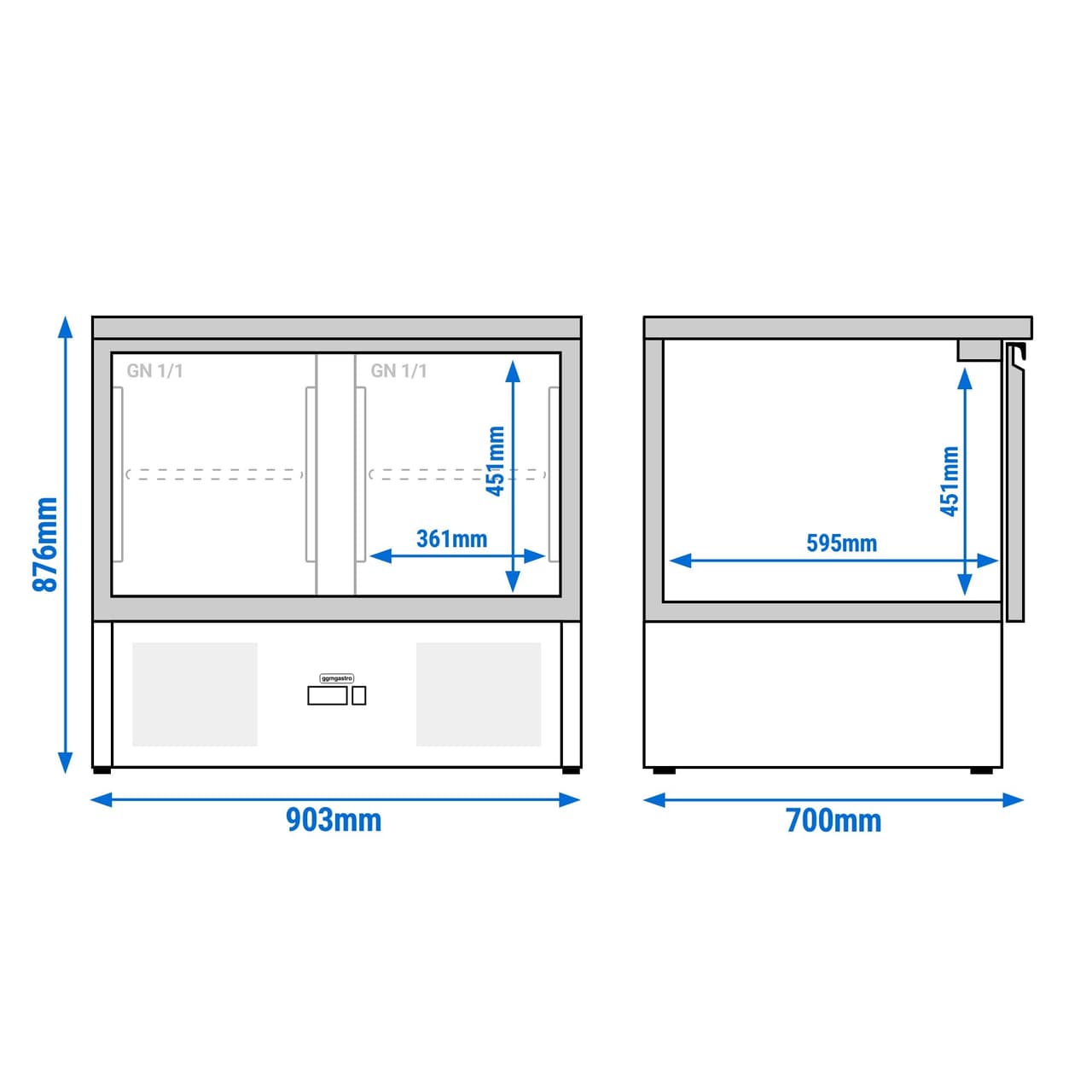 Kühltisch PREMIUM - 900x700mm - 2 Türen