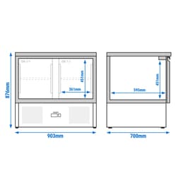 Kühltisch PREMIUM - 900x700mm - 2 Türen