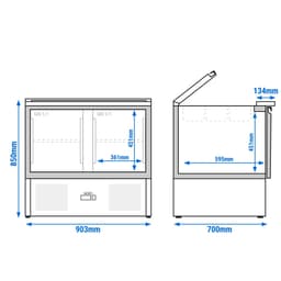 Saladette ECO - 903mm - 2 Glastüren - mit Einlass für 2x GN & 3x GN 1/6 & Edelstahldeckel