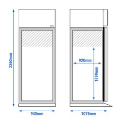 Einfahrkühlschrank Edelstahl Premium PLUS - GN 2/1 - GN 1/1 - EN 60x40- 1300 Liter - mit 1 Tür