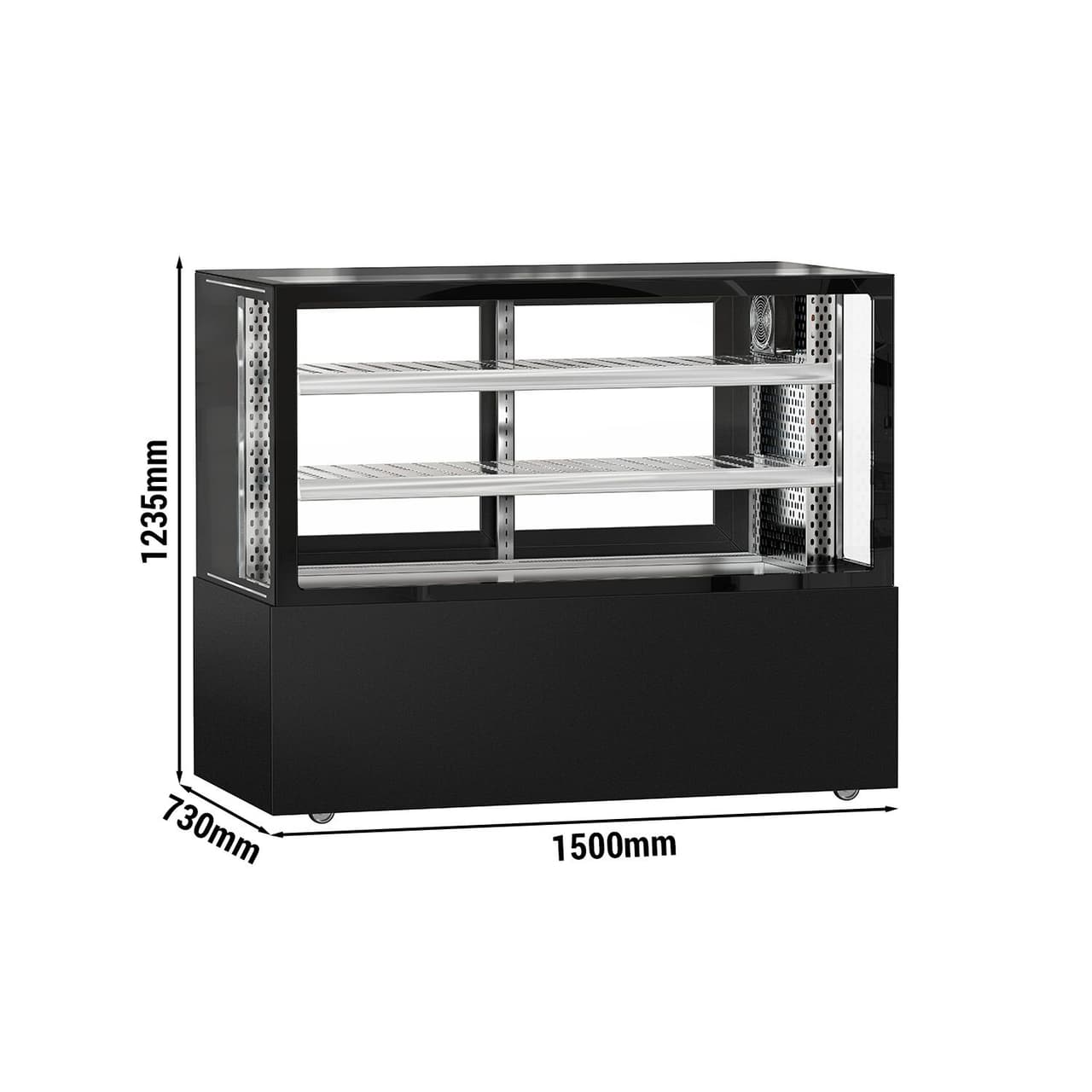 Kühl-/ Fleischvitrine MADRID - 1500mm - Doppelverglasung - mit 2 Ablagen - Schwarz Matt