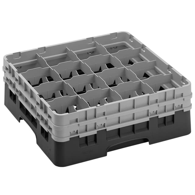 CAMBRO | CAMRACK® - Gläserspülkorb 1/1 - 16 Fächer - mit 2 Extender - 500x500mm - Schwarz