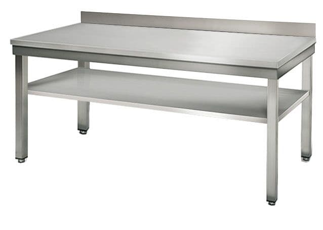 Edelstahl Arbeitstisch ECO - 2000x700mm - mit Grundboden & Aufkantung