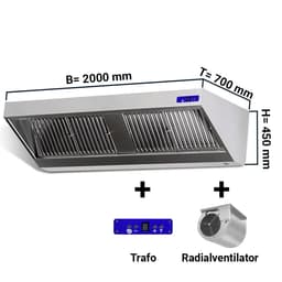 Wandhaube - 2000mm - mit Motor, Regler, Filter & Lampe