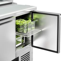 Saladette PREMIUM - 900mm - 2 Türen - mit Einlass für 4x GN 1/3 & Glasdeckel