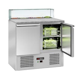 Saladette ECO - 900mm - 2 Türen - mit Glasaufsatz für 5x GN 1/6