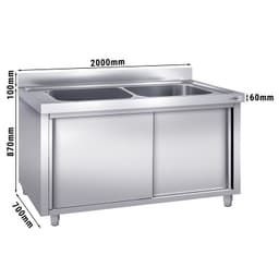 Topfspülschrank - 2000x700mm - mit 2 Becken