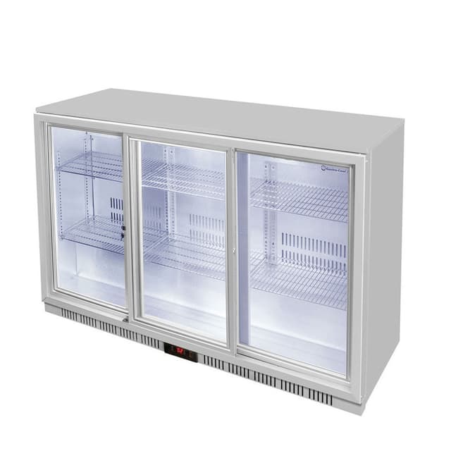 GASTRO-COOL | Barkühlschrank - 1350mm - 312 Liter - mit 3 Glasschiebetüren - Silber