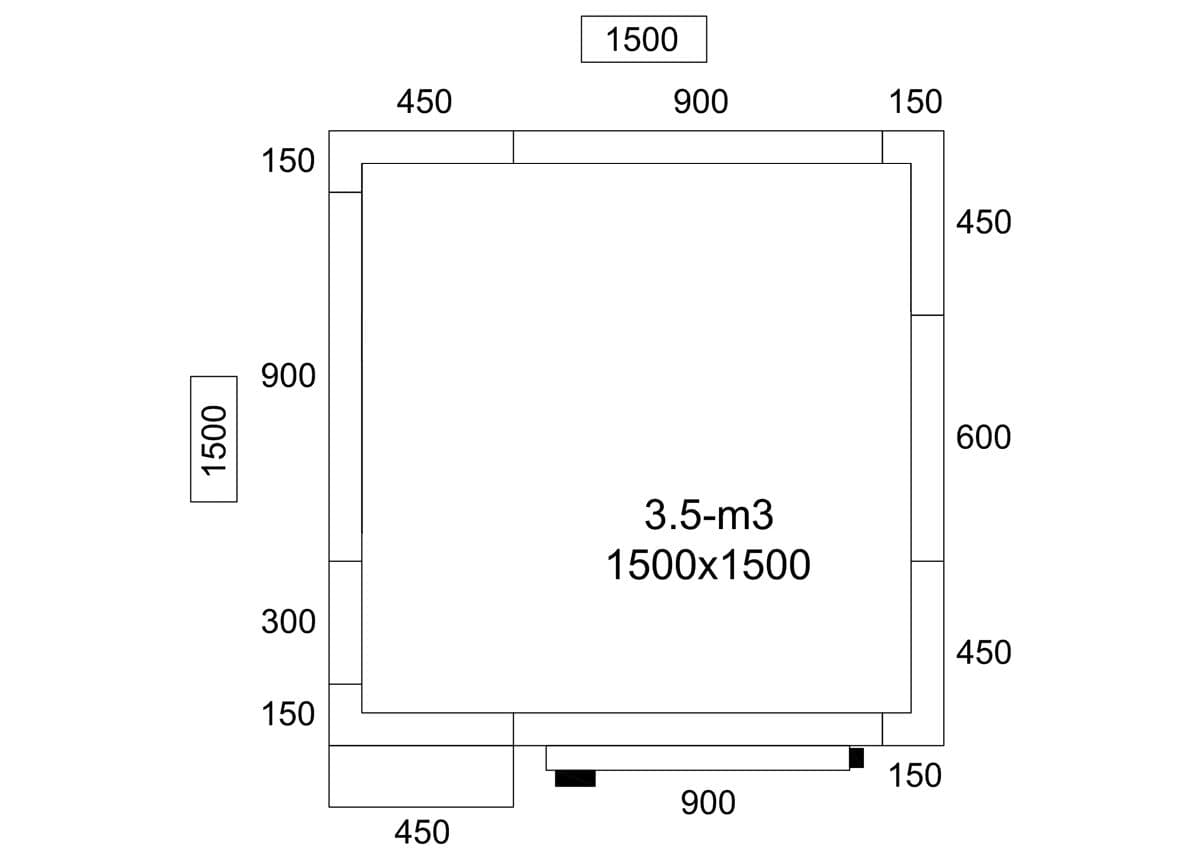 Kühlzelle - 1500x1500mm - 3,5m³ - inkl. Kühlaggregat