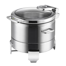 Edelstahl Chafing Dish - 8,9 Liter - Rund - mit Soft-Close-Glasdeckel