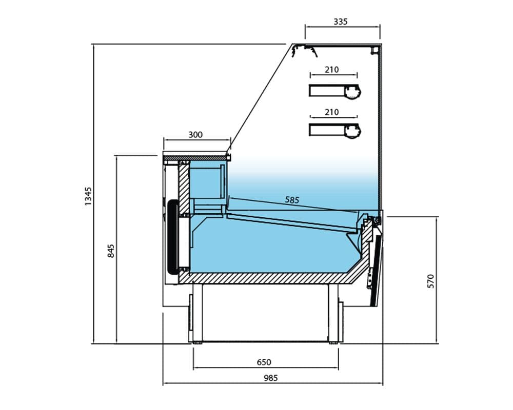 Kühl- & Kuchentheke - 1620mm - mit 2 Ablagen