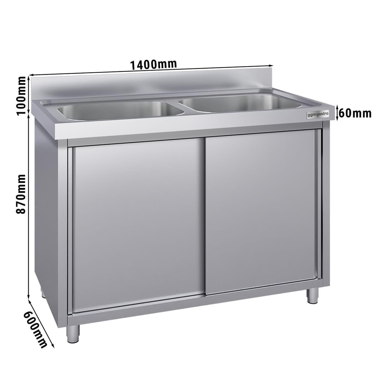 Spülschrank ECO - 1400x600mm - mit 1 Becken rechts