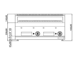 Gas Lavasteingrill - 14 kW - Grillrost neigbar - inkl. Unterbau mit 2 Türen