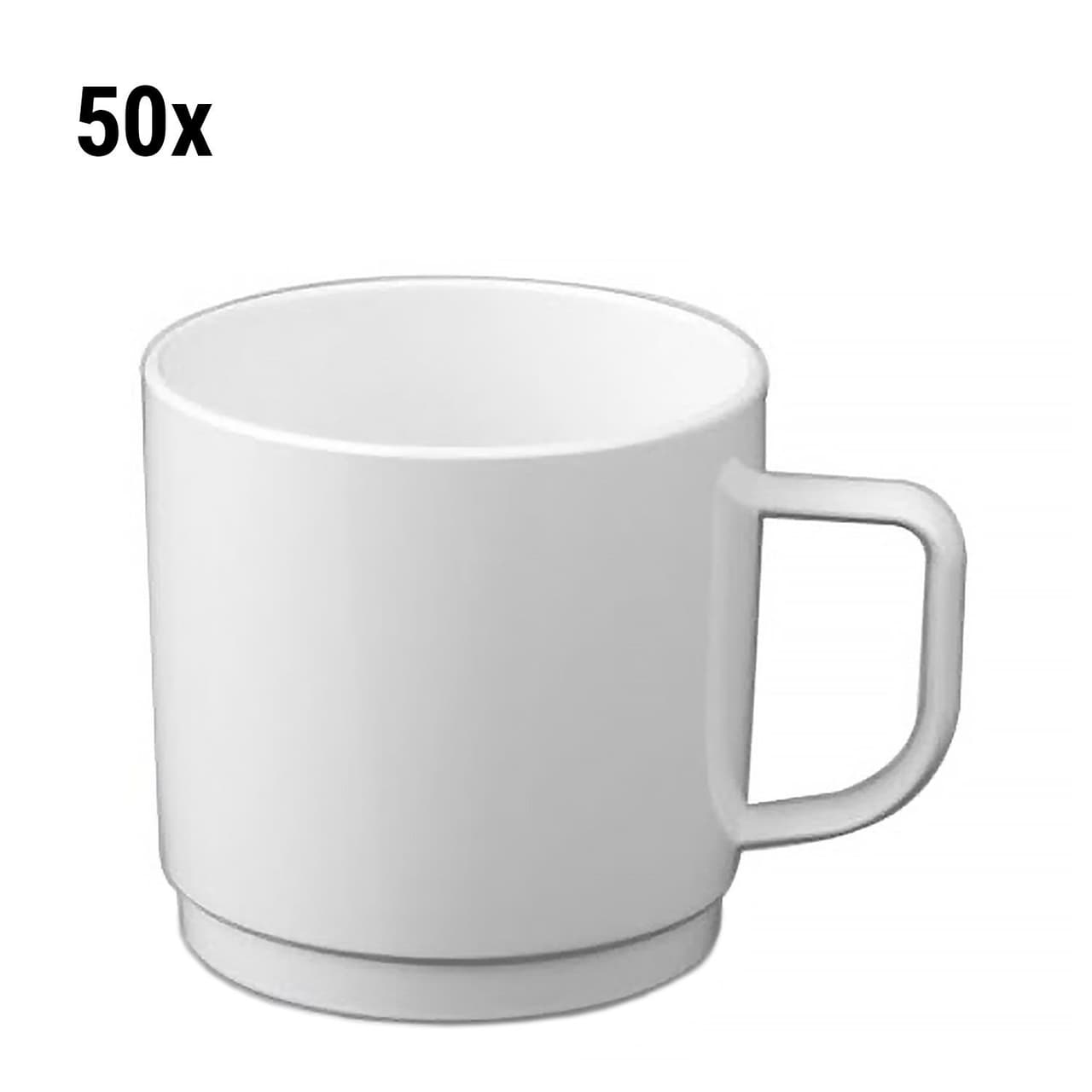 (50 Stück) Polycarbonat Tee-/Kaffeetasse, weiss - 200 ml