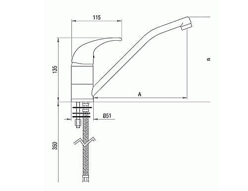 Einloch Mischbatterie 2000 - Niederdruck - mit Schwenkhahn & Einhebelmischer