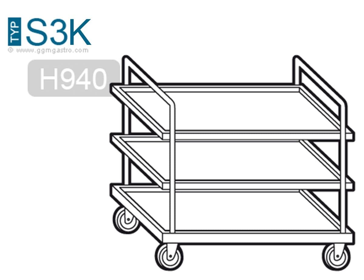 Servierwagen - 1000x500mm - mit 3 Abstellflächen