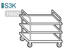 Servierwagen - 1000x500mm - mit 3 Abstellflächen