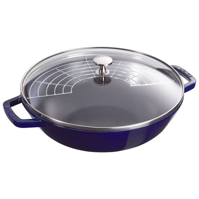 STAUB | SPECIALITIES - Wok mit Glasdeckel - Ø 300mm - Gusseisen - Dunkelblau