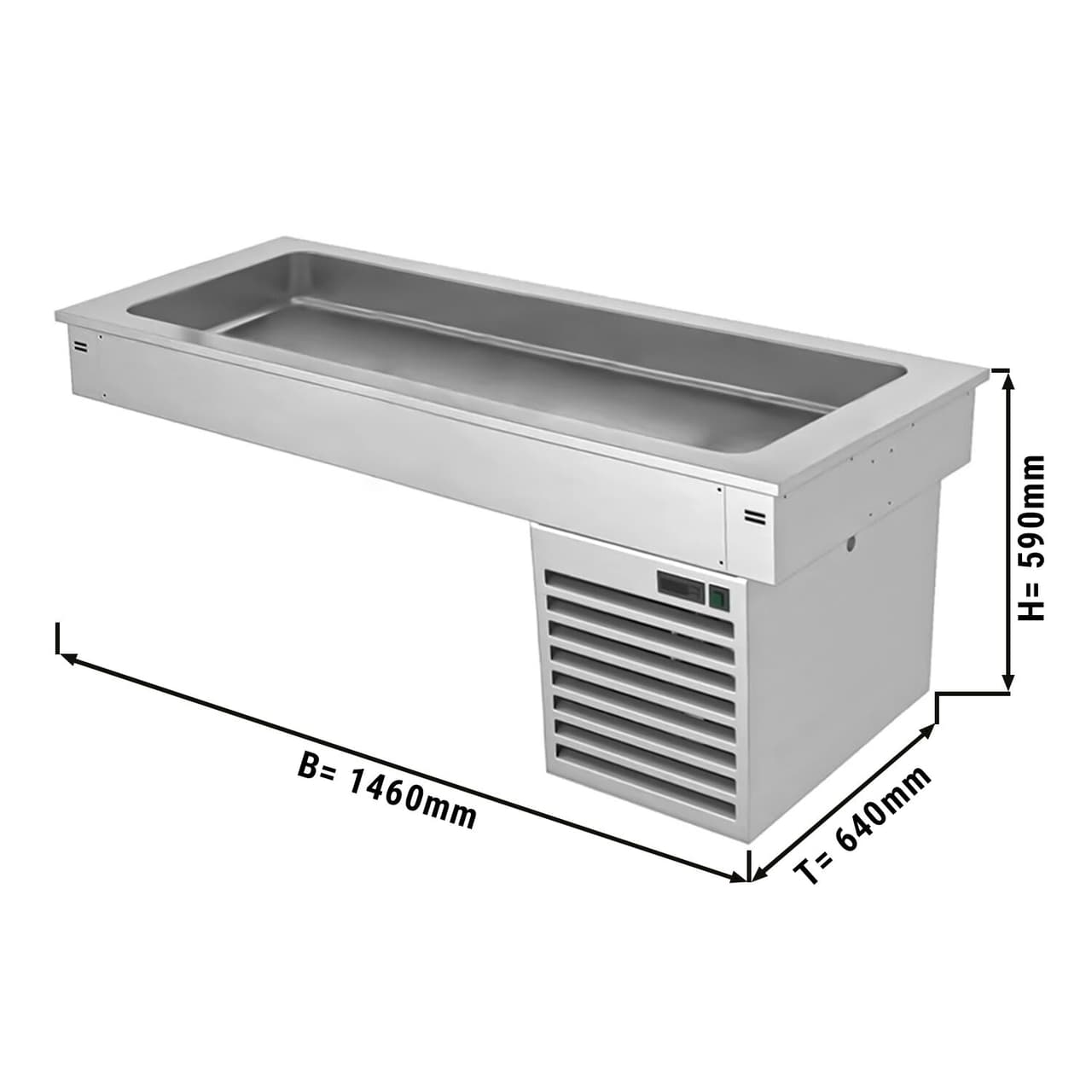 Einbau Kühlwanne - 1,5m - +2 ~ +8 °C - 4x GN 1/1