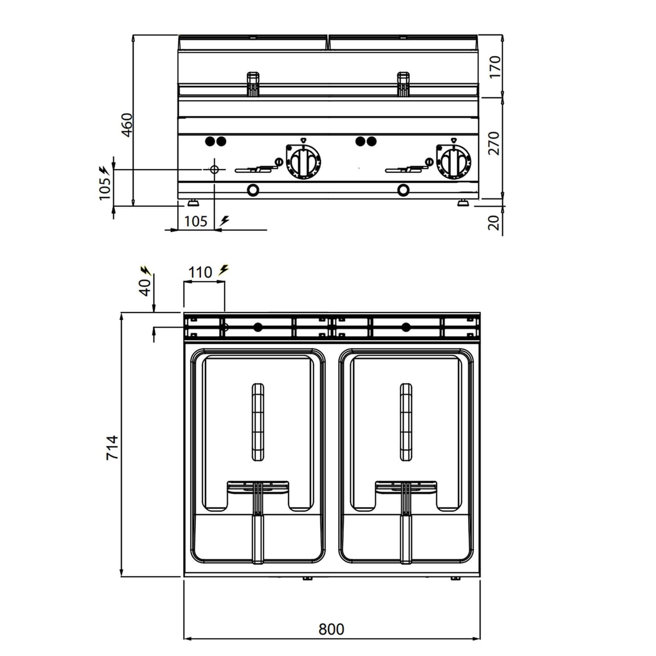 Elektro Doppelfritteuse - 10+10 Liter - 18 kW