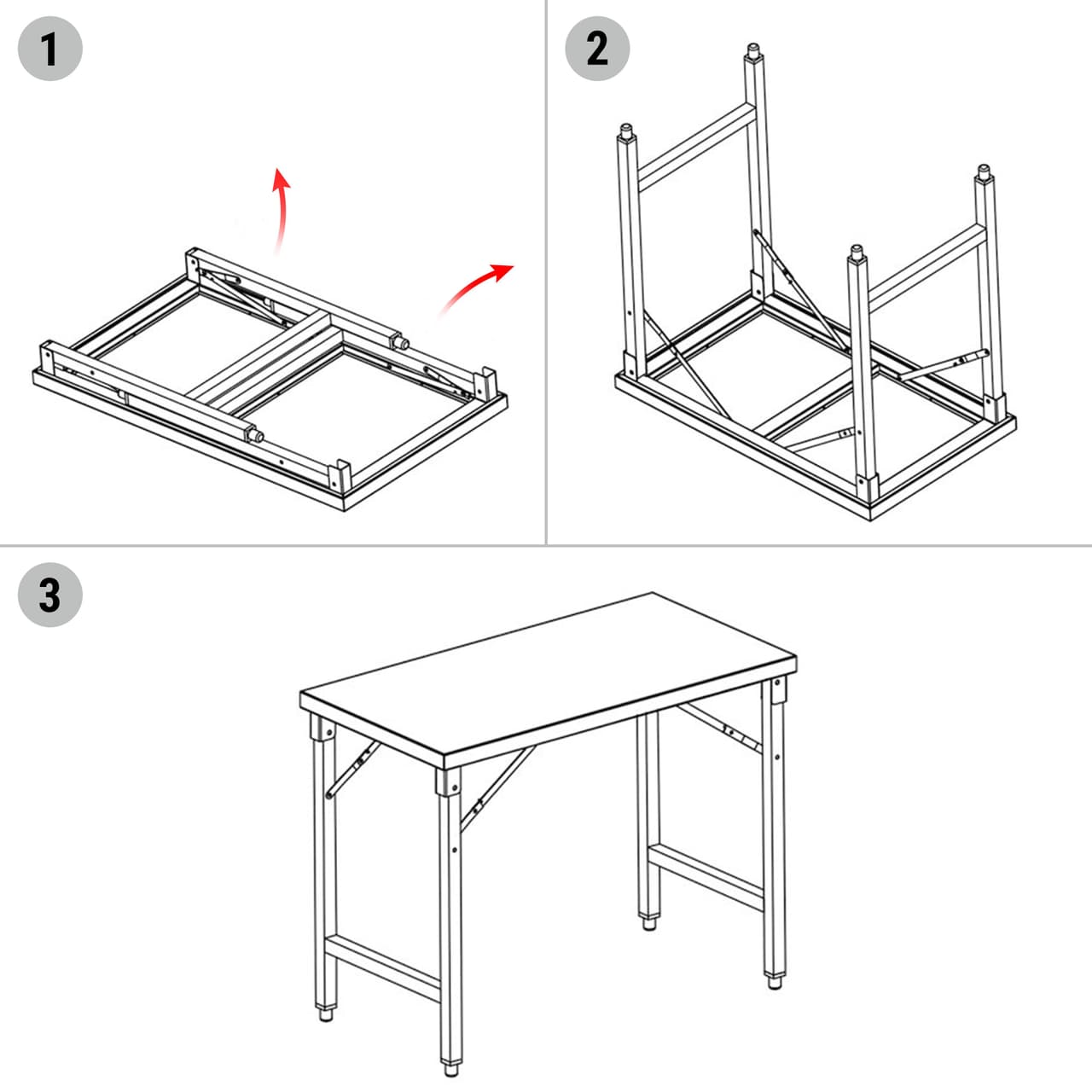 Edelstahl Arbeitstisch - klappbar - 1000x600mm