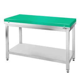 Edelstahl Arbeitstisch PREMIUM - 1200x600mm - mit Grundboden ohne Aufkantung inkl. Schneideplatte