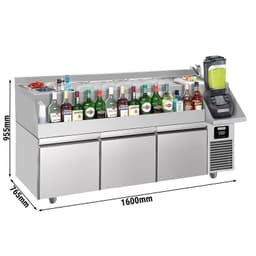 Bar- & Getränkekühltisch - 1600x600mm - 235 Liter - mit 3 Schubladen & Ablagen