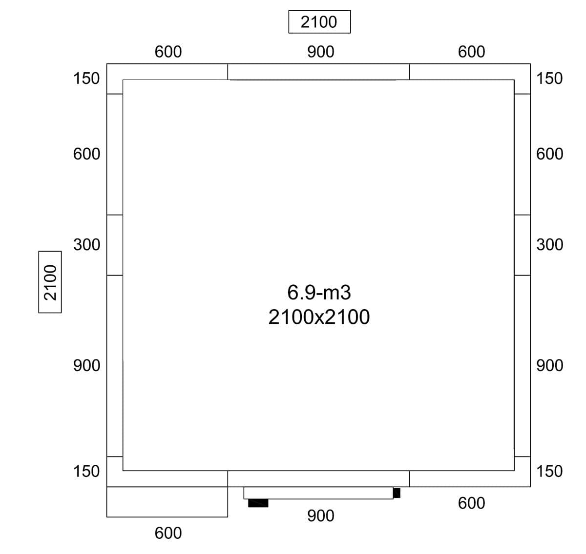 Edelstahl Tiefkühlzelle - 2100x2100mm - 6,12m³ - inkl. Tiefkühlaggregat & Lamellen